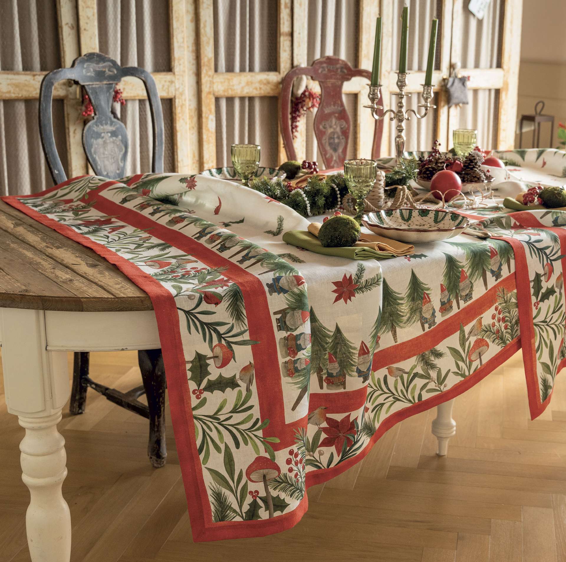 Immagine principale di Tovaglia Rettangolare Jolly Elf in 100% Cotone | Tessitura Toscana Telerie