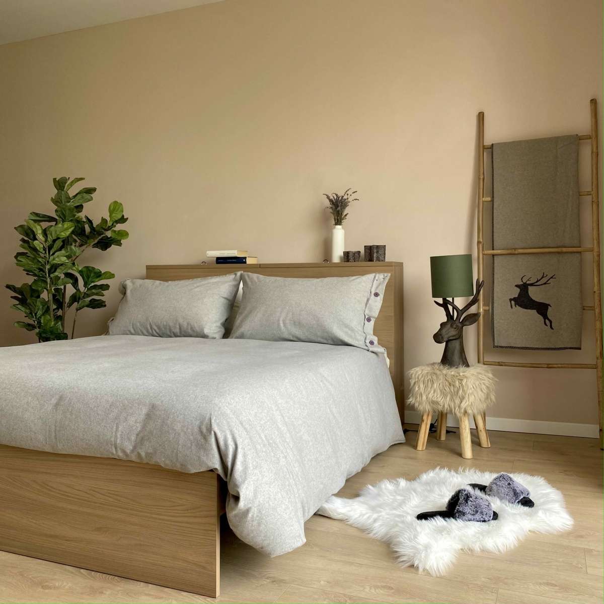 Immagine variante Beige - Completo Letto Matrimoniale Patty in FLANELLA Tinta in Filo (8 colori) | Govina Biancheria per la Casa