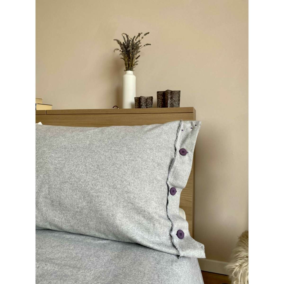 Immagine variante Grigio - Completo Letto Matrimoniale Patty in FLANELLA Tinta in Filo (8 colori) | Govina Biancheria per la Casa