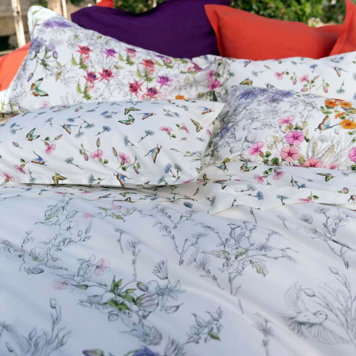 Immagine del prodotto Completo Letto Matrimoniale Clori Fiore in Raso di Cotone | Tessitura Toscana Telerie