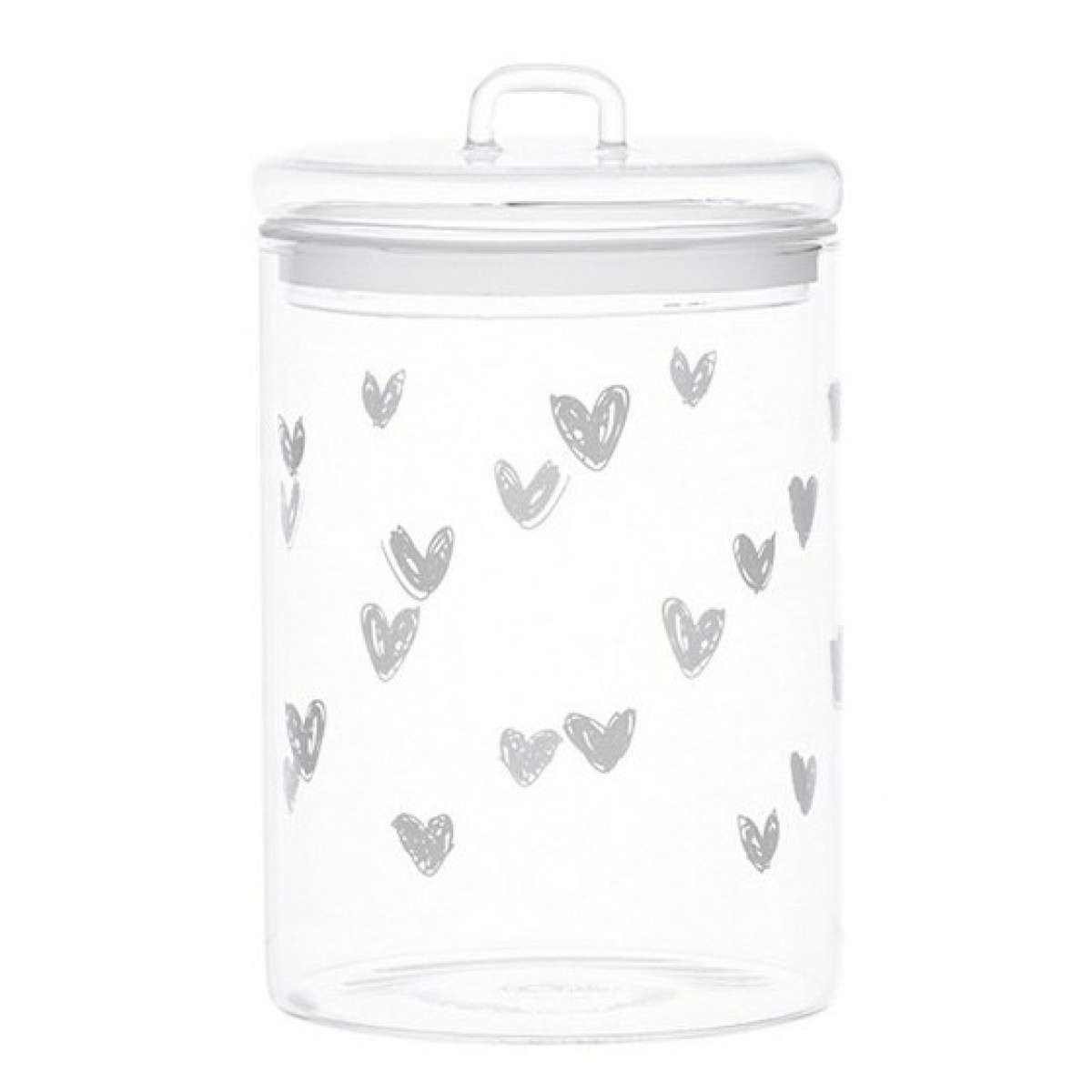 Immagine del prodotto Barattolo in vetro borosilicato Alto Tappezzato di Cuori 12 cm | Simple Day