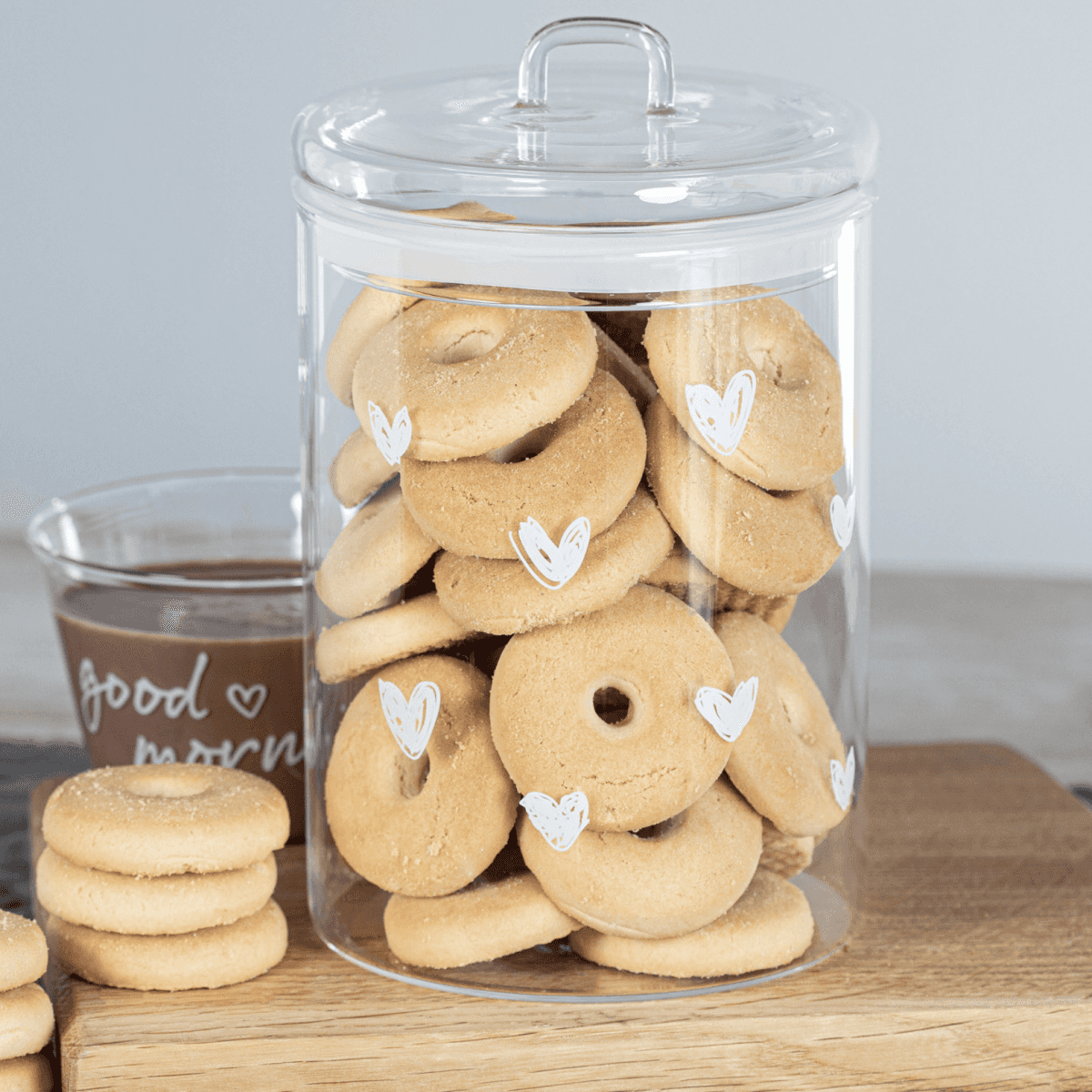 Immagine del prodotto Barattolo in vetro borosilicato Alto Tappezzato di Cuori 12 cm | Simple Day