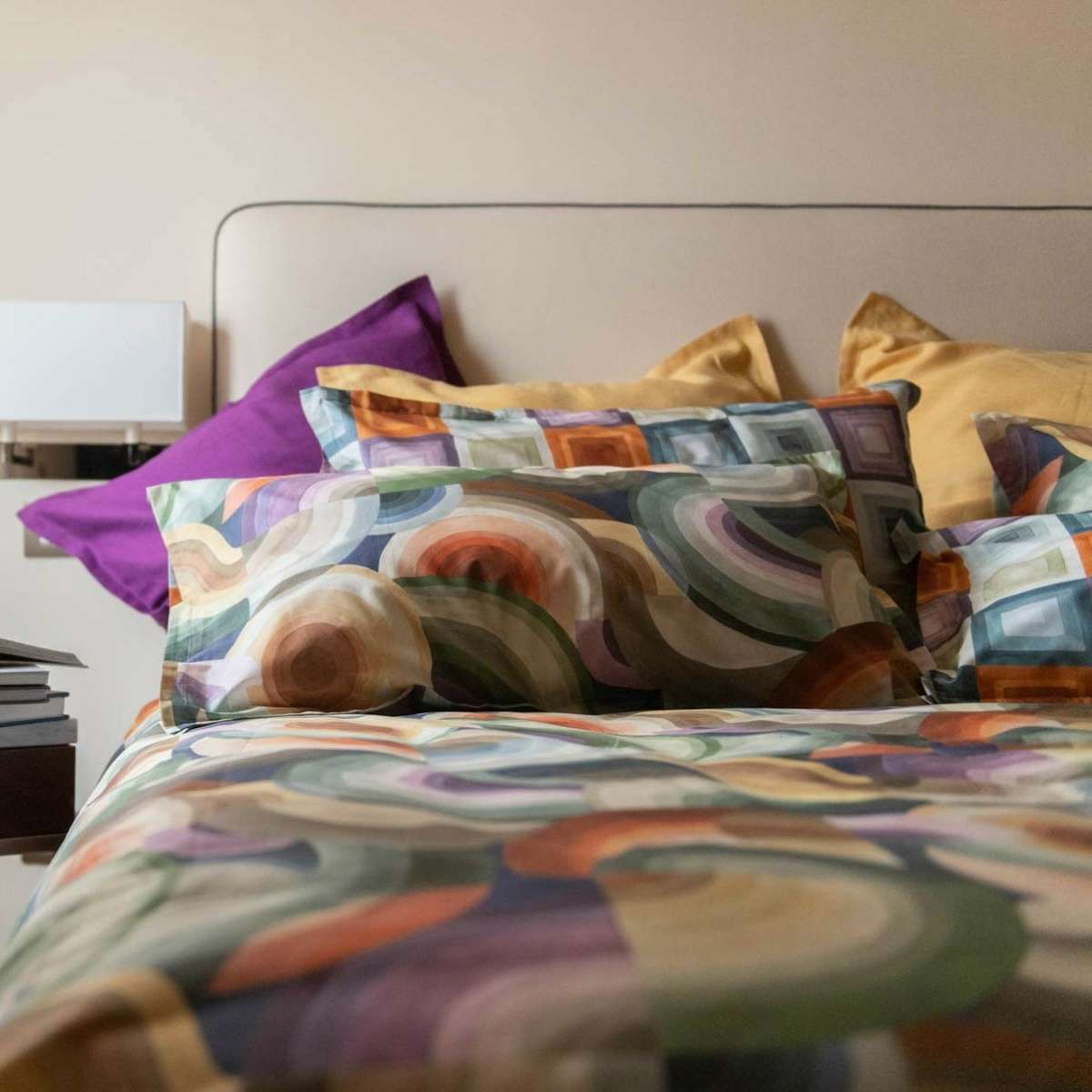 Immagine del prodotto Completo Letto Matrimoniale Loop Cerchi in Raso di Cotone | Tessitura Toscana Telerie