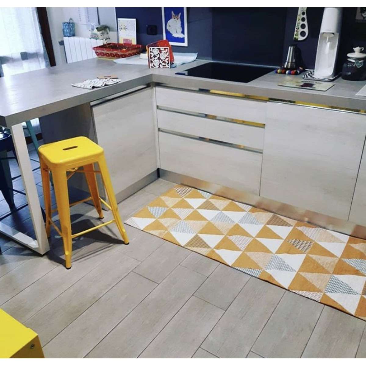 Immagine del prodotto Tappeto Triangoli Giallo Antiscivolo e Lavabile in Lavatrice | Pietro Zanetti Home