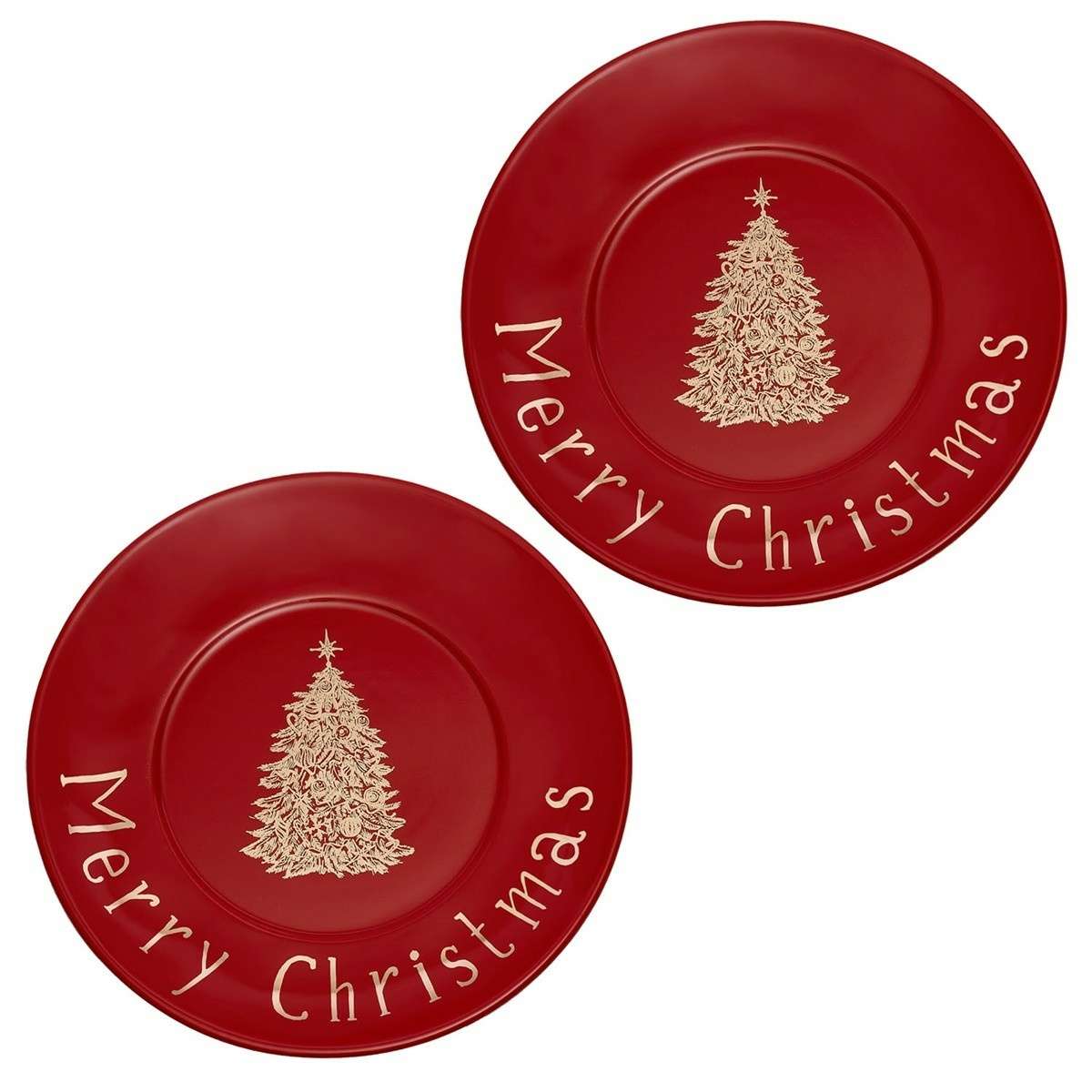 Immagine del prodotto Set 2 Piatti Rossi Natalizi Merry Christmas  21 cm | Simple Day