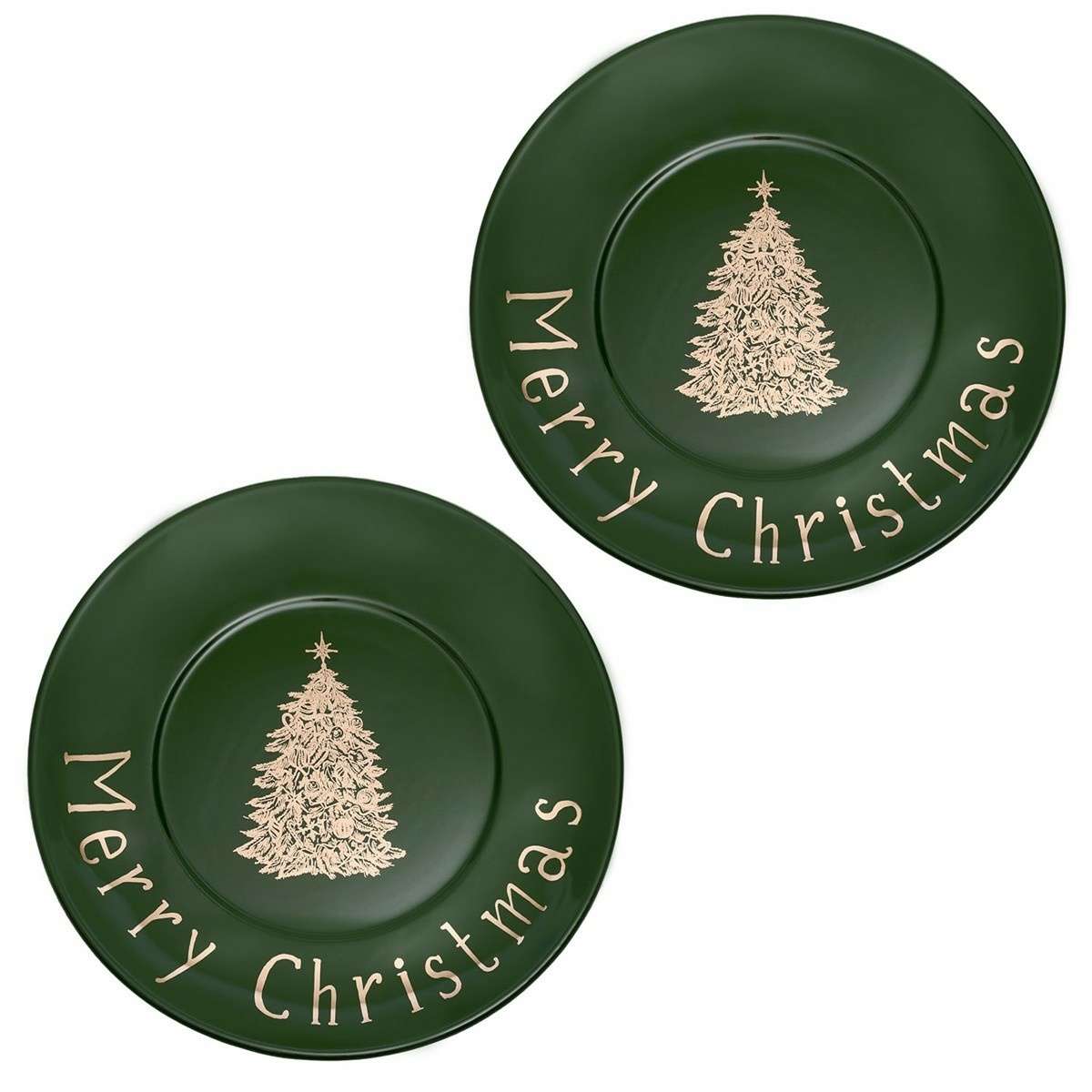 Immagine del prodotto Set 2 Piatti Verdi Natalizi Merry Christmas  21 cm | Simple Day
