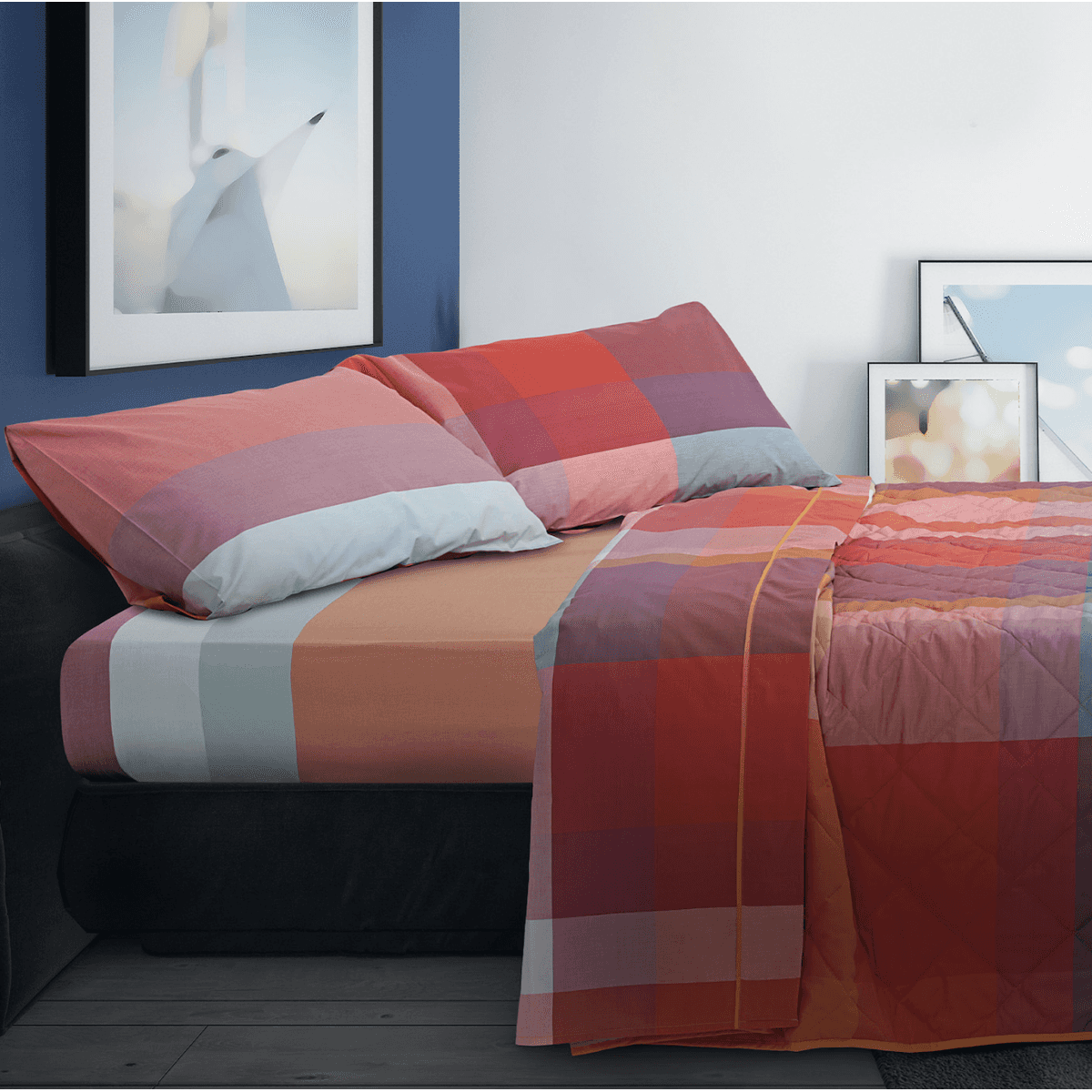 Immagine del prodotto Completo Letto Matrimoniale Brighton Tinto in Filo in Cotone Percalle Daunex | Daunex