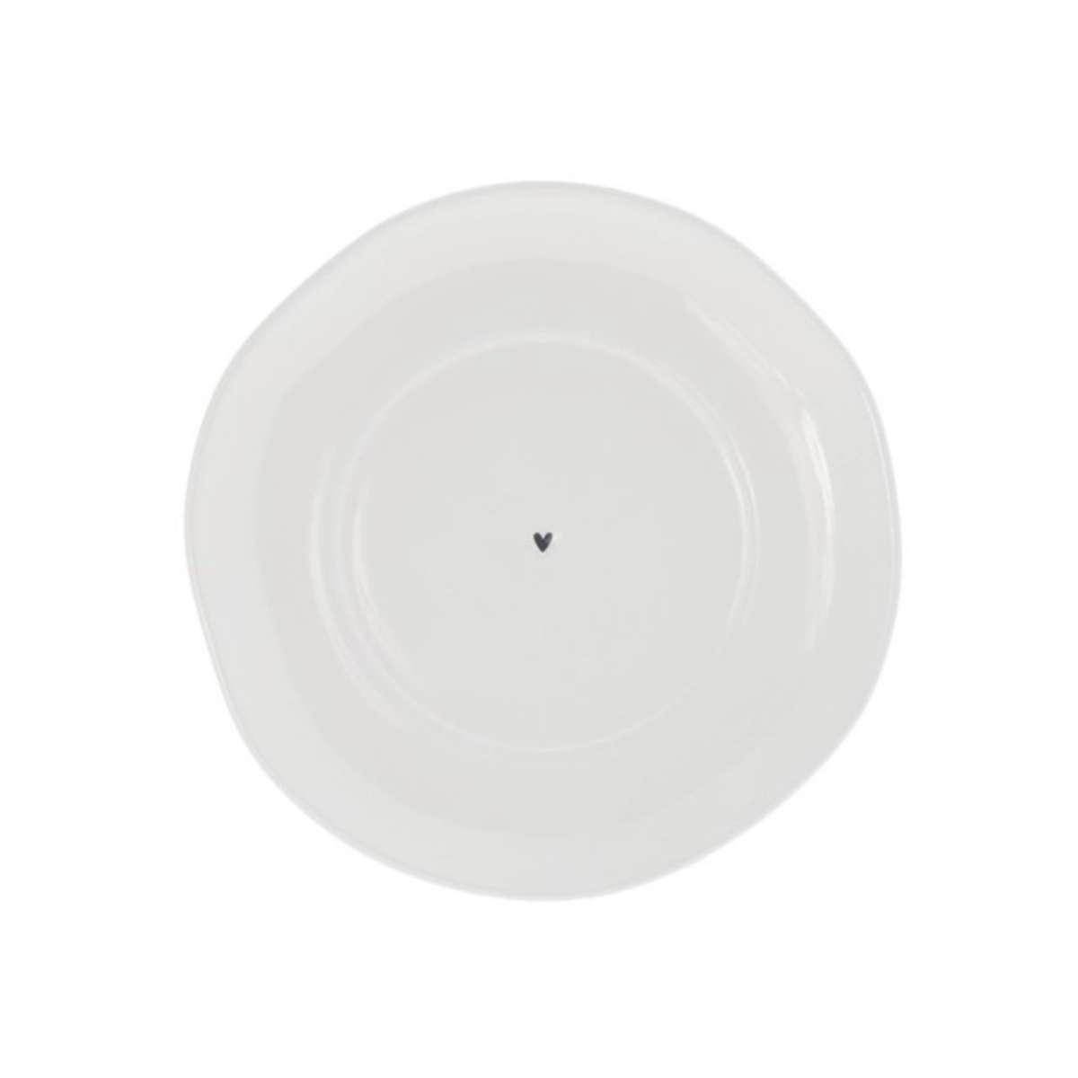 Immagine del prodotto Piattino Rotondo con Cuoricino Nero bordo ondulato 15 cm | Bastion Collections