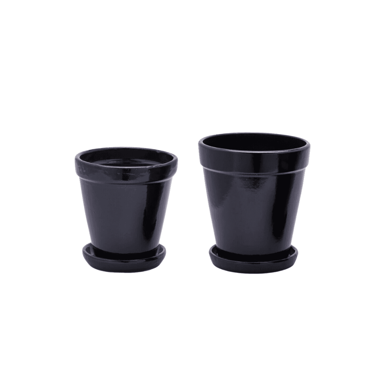 Immagine del prodotto Vaso Glaze Svasato Nero con Sottovaso in Ceramica - 2 Misure | EDG Enzo De Gasperi