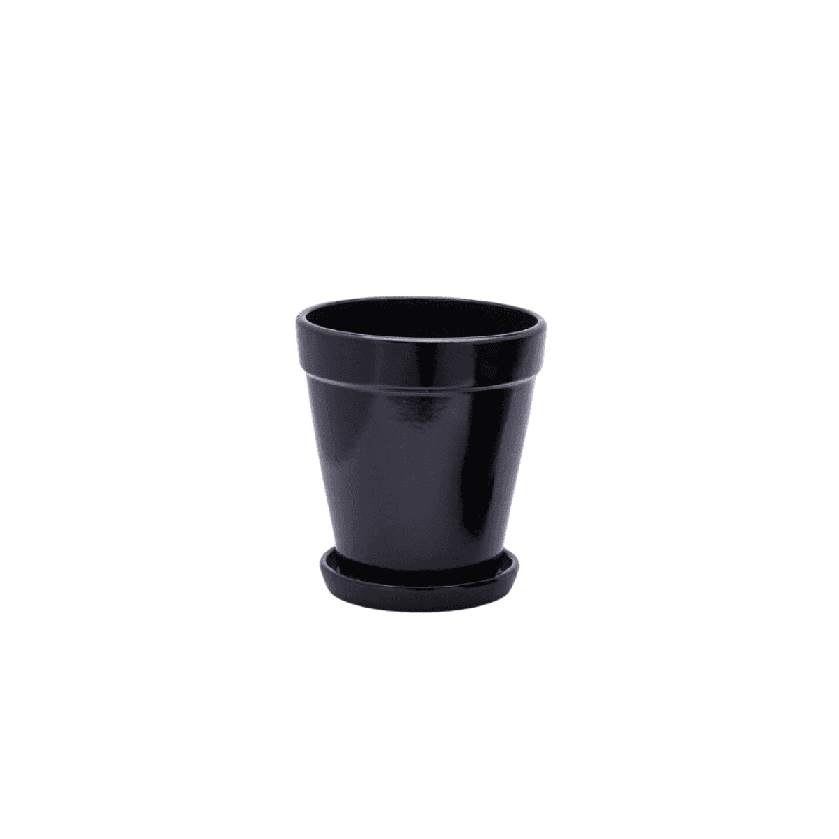 Immagine del prodotto Vaso Glaze Svasato Nero con Sottovaso in Ceramica - 2 Misure | EDG Enzo De Gasperi