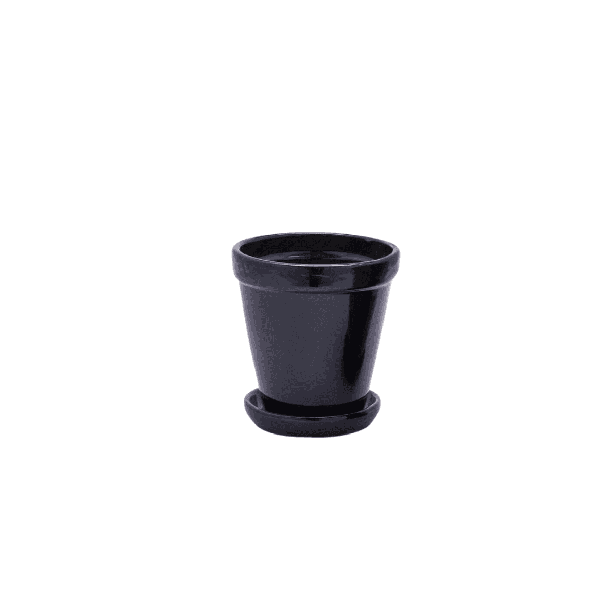 Immagine del prodotto Vaso Glaze Svasato Nero con Sottovaso in Ceramica - 2 Misure | EDG Enzo De Gasperi