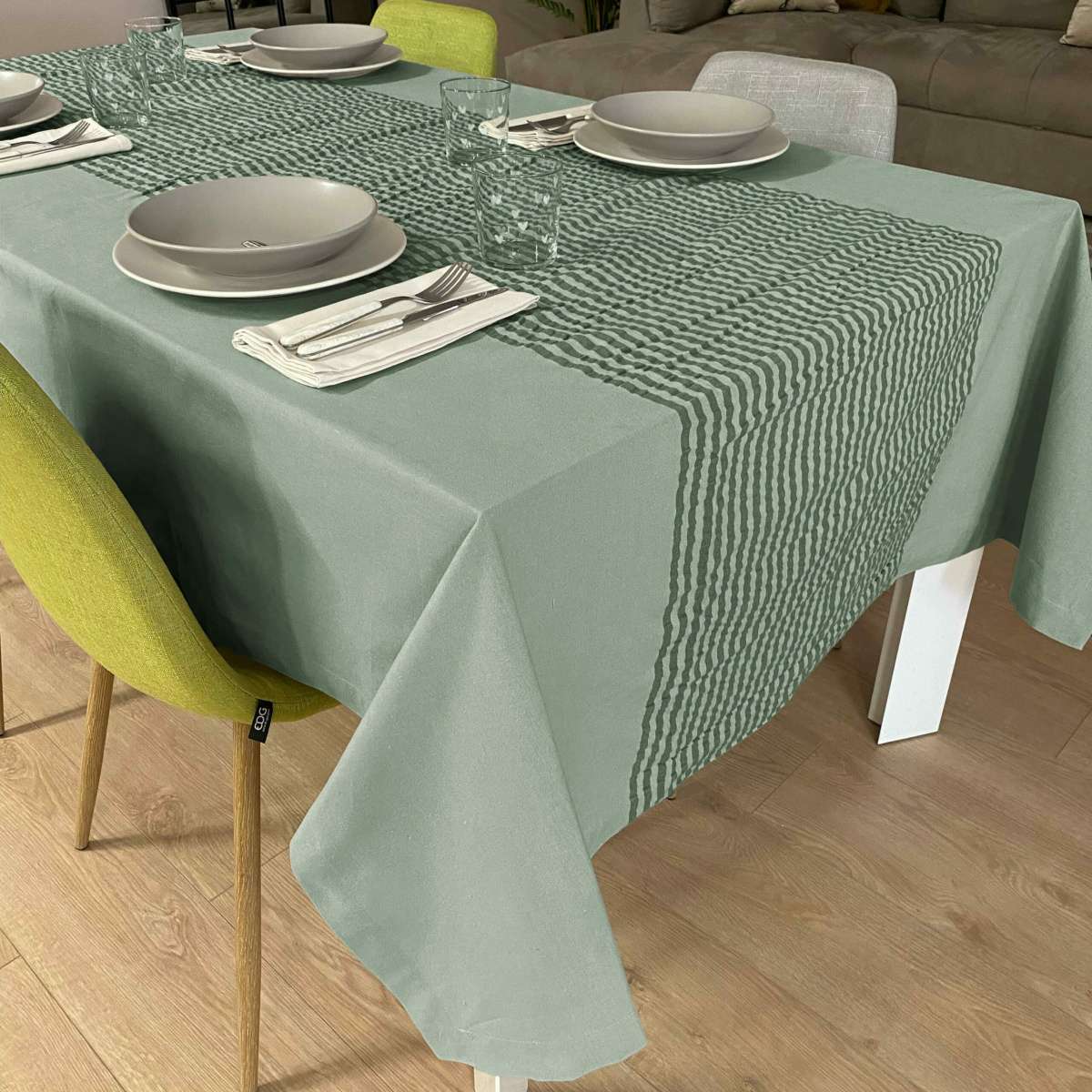 Immagine del prodotto Tovaglia Quadrata Ingrid Salvia 140X140 cm 100% Cotone Tinto in Filo | Cavalieri Spa