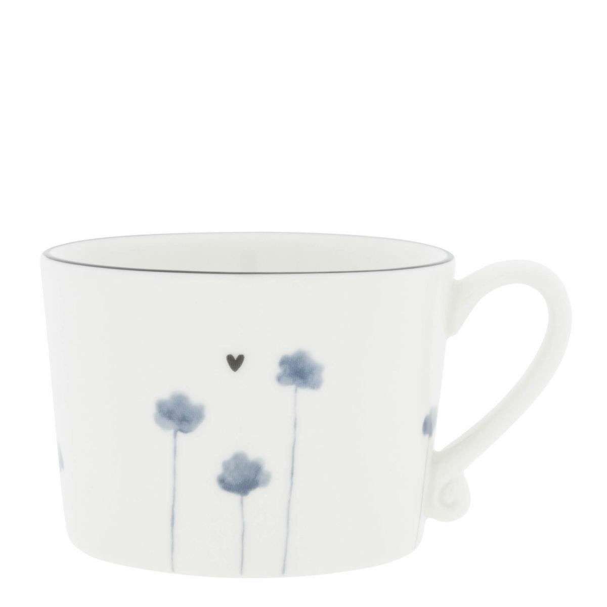 Immagine del prodotto Mug in Ceramica Bianca con Fiori Iris Blu e Cuoricino | Bastion Collections