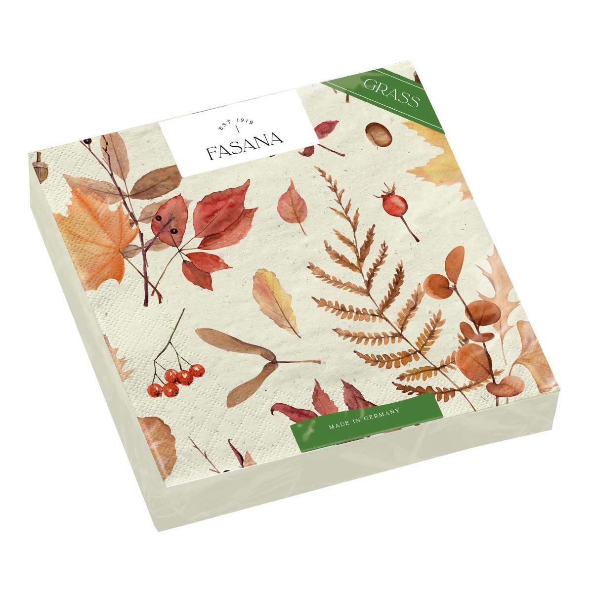 Immagine del prodotto Tovaglioli di Carta Autumn Love realizzati con Fibre di Erba 33x33 cm | FASANA EST 1919