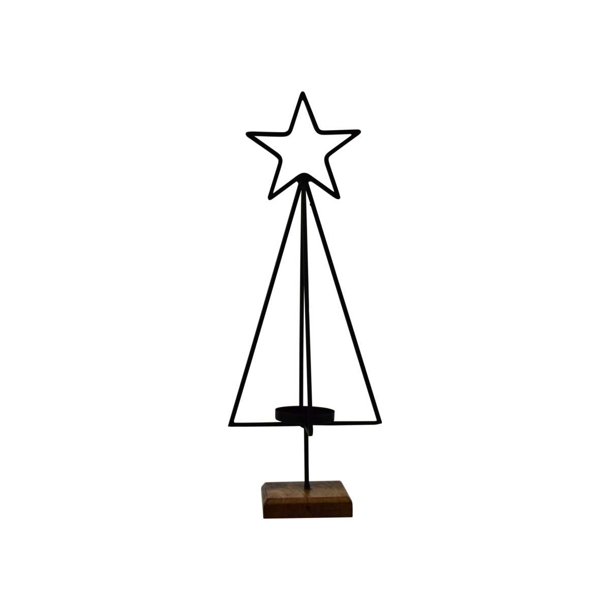 Immagine del prodotto Portacandela Albero Tanne in metallo nero con Stella e base di appoggio (2 | Concord Home & Interior