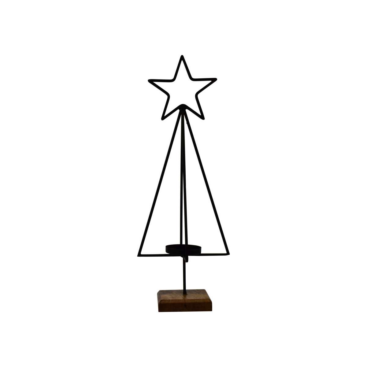 Immagine del prodotto Portacandela Albero Tanne in metallo nero con Stella e base di appoggio (2 | Concord Home & Interior