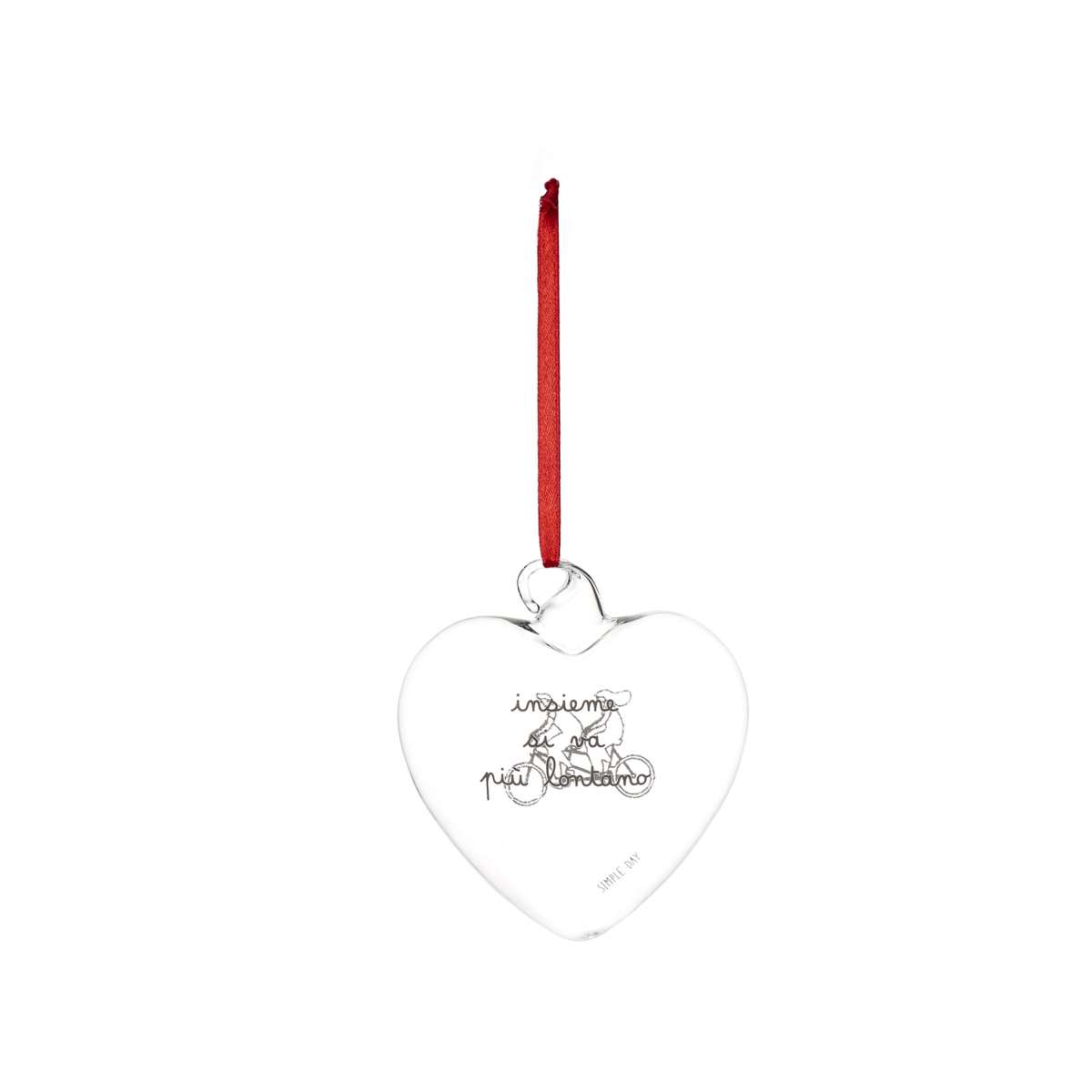 Immagine del prodotto Pallina in Vetro a Forma di Cuore Noi Due Tandem  11 cm | Simple Day