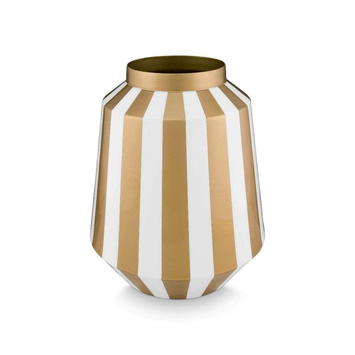 Immagine del prodotto Vaso Metal Stripes White and Gold 24x29 cm | Pip Studio Amsterdam