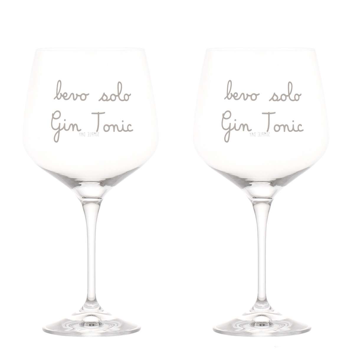 Immagine del prodotto Set 2 Calici in Vetro scritta Bevo solo Gin Tonic 82 cl | Simple Day