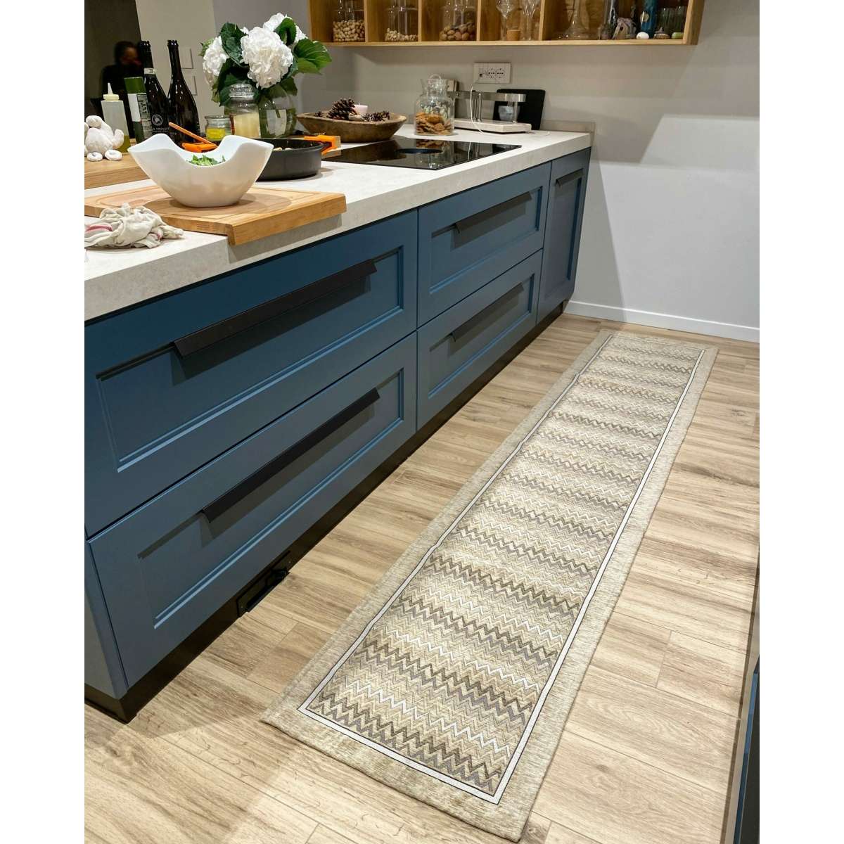 Immagine variante 57x140 cm - Tappeto Cucina Zig Zag Cammello Antiscivolo e Lavabile in Lavatrice | Pietro Zanetti Home