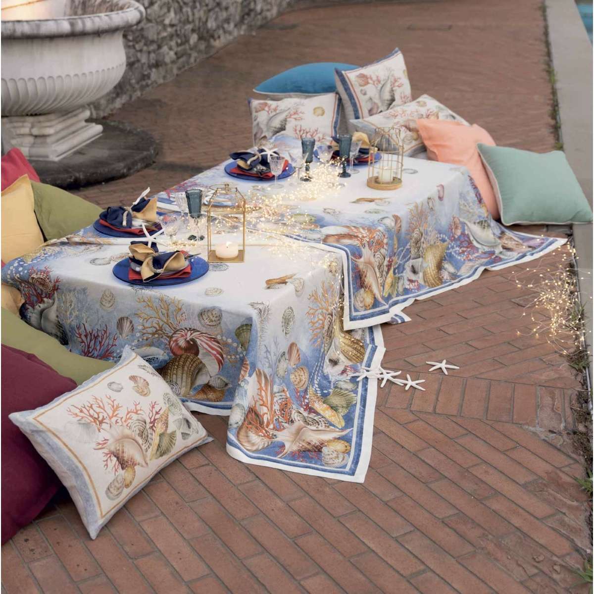 Immagine variante 160x230 cm - Tovaglia Rettangolare Murice stampa digitale in 100% Lino | Tessitura Toscana Telerie