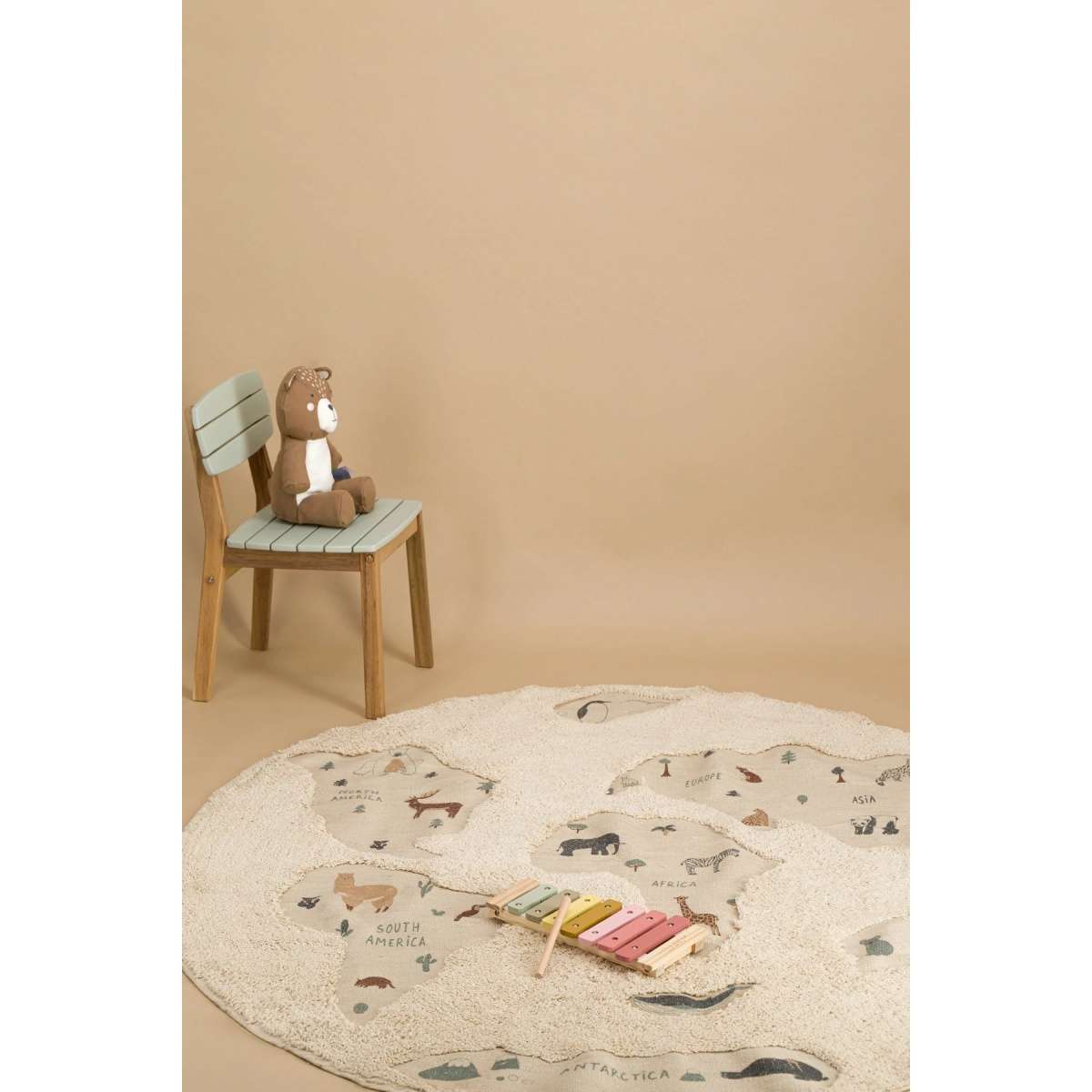 Immagine del prodotto Tappeto Rotondo per bambini Mappa del Mondo  140 cm (2 Colori) | AFK Living