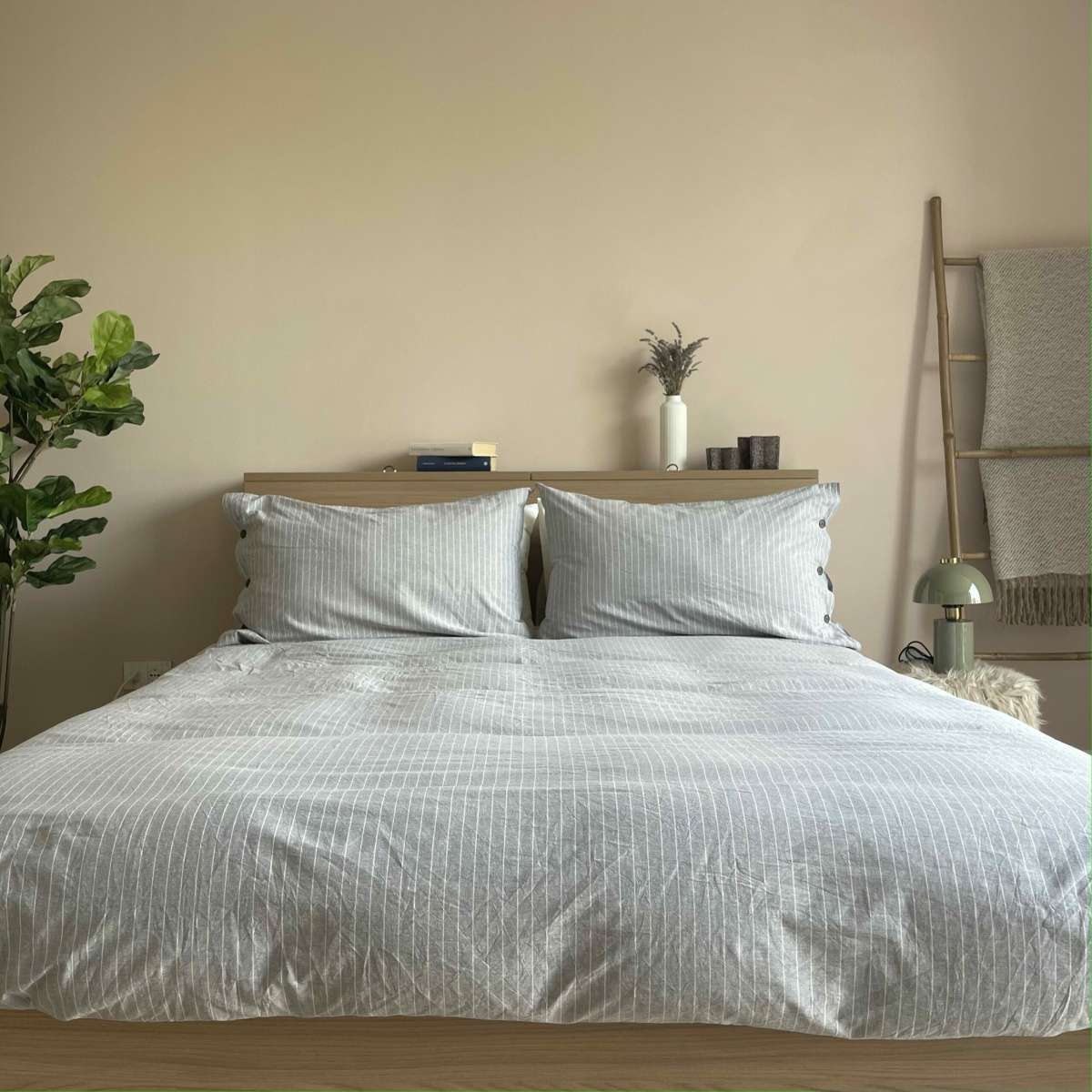 Immagine del prodotto Completo Letto Matrimoniale Cleme No Stiro in Cotone Tinto in Filo (5 color | Govina Biancheria per la Casa