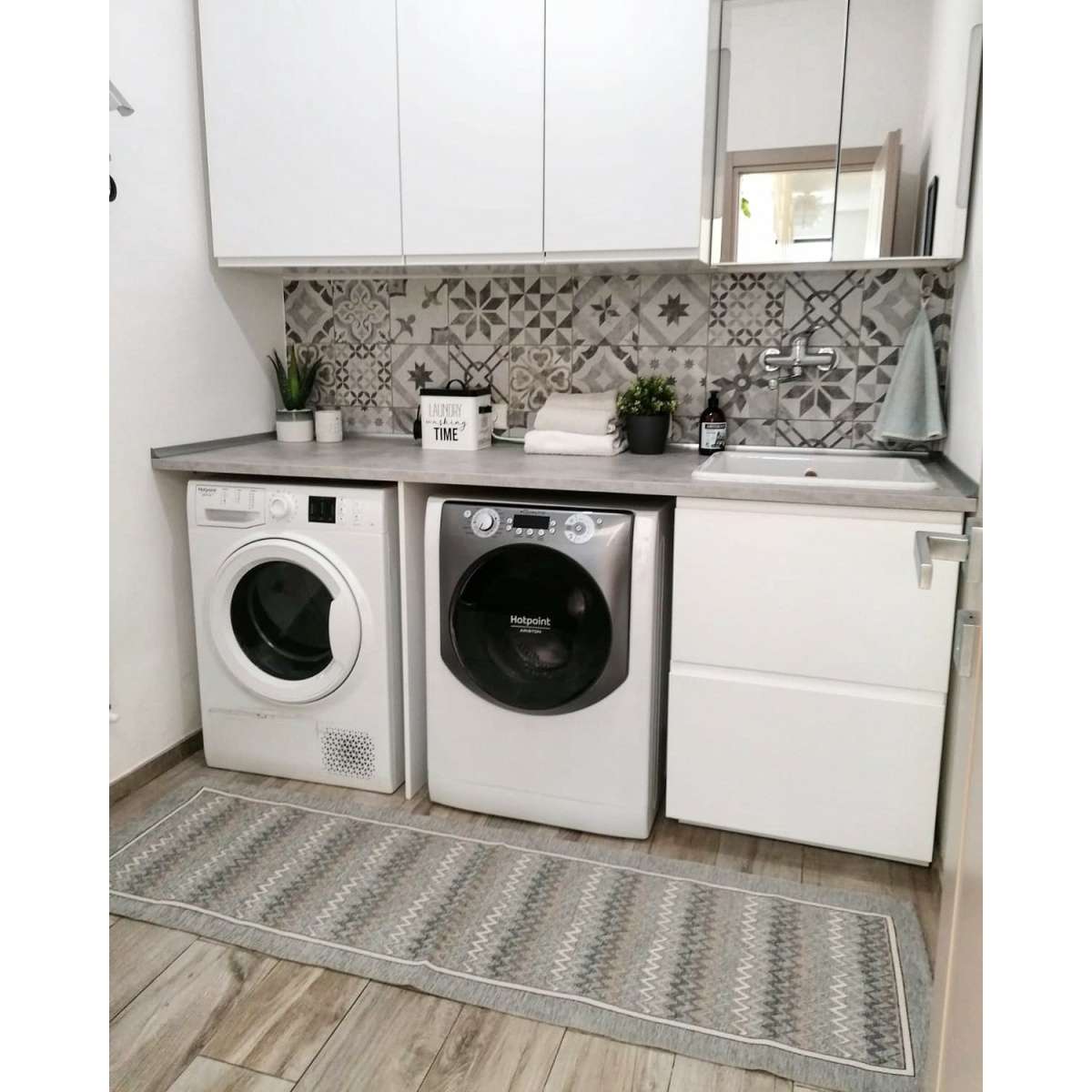 Immagine variante 57x140 cm - Tappeto Cucina Zig Zag Grigio Antiscivolo e Lavabile in Lavatrice | Pietro Zanetti Home