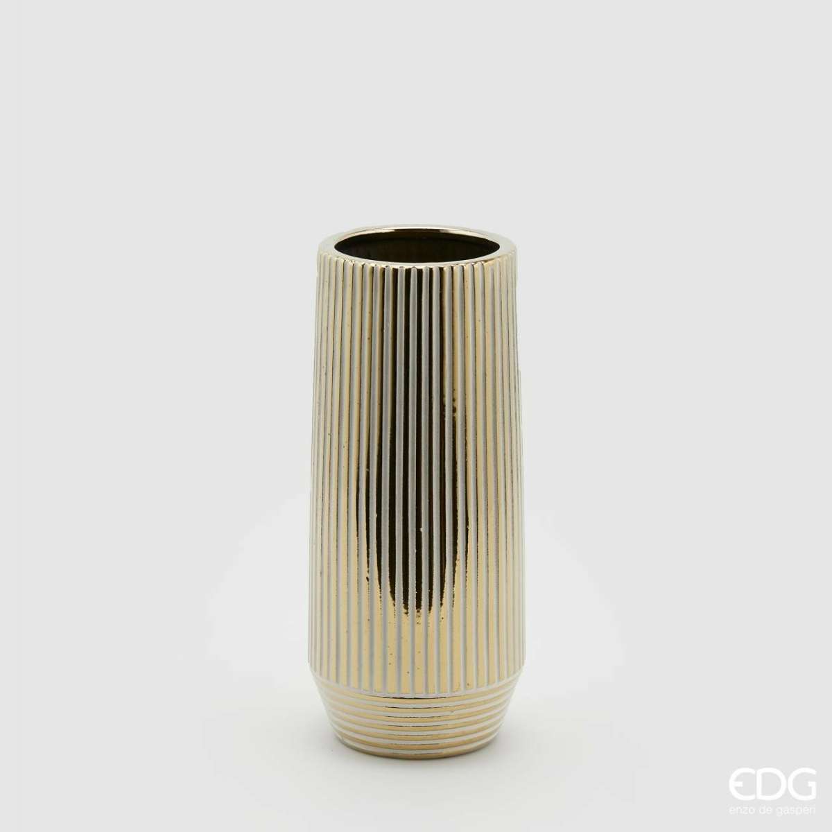 Immagine variante Grande - Vaso a Righe in Ceramica Oro (2 misure) | EDG Enzo De Gasperi